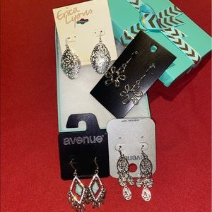 Silver earring set.